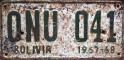 Nummernschilder / Kfz-Kennzeichen Bolivien 1967 1960er UN