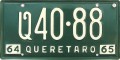 Nummernschilder / Kfz-Kennzeichen Mexiko 1964 1960er Queretaro