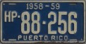 Nummernschilder / Kfz-Kennzeichen Puerto Rico 1958 1950er