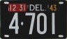 Nummernschilder / Kfz-Kennzeichen USA 1942 1940er Delaware DE