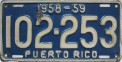 Nummernschilder / Kfz-Kennzeichen Puerto Rico 1958 1950er
