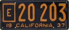 Nummernschilder / Kfz-Kennzeichen USA 1937 1930er california ca