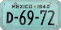 Nummernschilder / Kfz-Kennzeichen Mexiko 1940 1940er Distrito Federal