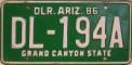 Nummernschilder / Kfz-Kennzeichen USA 1986 1980er Arizona AZ
