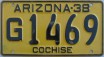 Nummernschilder / Kfz-Kennzeichen USA 1938 1930er Arizona AZ