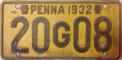 Nummernschilder / Kfz-Kennzeichen USA 1932 1930er Pennsylvania PA