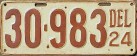 Nummernschilder / Kfz-Kennzeichen USA 1924 1920er Delaware DE