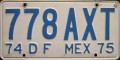 Nummernschilder / Kfz-Kennzeichen Mexiko 1974 1970er Distrito Federal