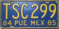 Nummernschilder / Kfz-Kennzeichen Mexiko 1984 1980er Puebla