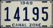 Nummernschilder / Kfz-Kennzeichen Panama 1948 1940er Canal Zone