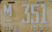 Nummernschilder / Kfz-Kennzeichen USA 1937 1930er Oregon OR