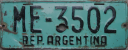Nummernschilder / Kfz-Kennzeichen Argentinien 1968 1960er Mission Embassy