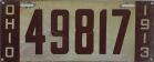 Nummernschilder / Kfz-Kennzeichen USA 1913 1910er Ohio OH
