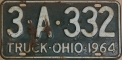 Nummernschilder / Kfz-Kennzeichen USA 1964 1960er Ohio OH