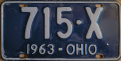 Nummernschilder / Kfz-Kennzeichen USA 1963 1960er Ohio OH