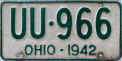 Nummernschilder / Kfz-Kennzeichen USA 1942 1940er Ohio OH
