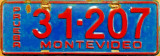 Nummernschilder / Kfz-Kennzeichen Uruguay 1992 1990er Montevideo