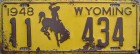 Nummernschilder / Kfz-Kennzeichen USA 1948 1940er Wyoming WY