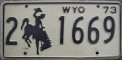 Nummernschilder / Kfz-Kennzeichen USA 1973 1970er Wyoming WY