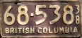 Nummernschilder / Kfz-Kennzeichen Kanada 1938 1930er British Columbia