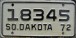 Nummernschilder / Kfz-Kennzeichen USA 1972 1970er South Dakota SD